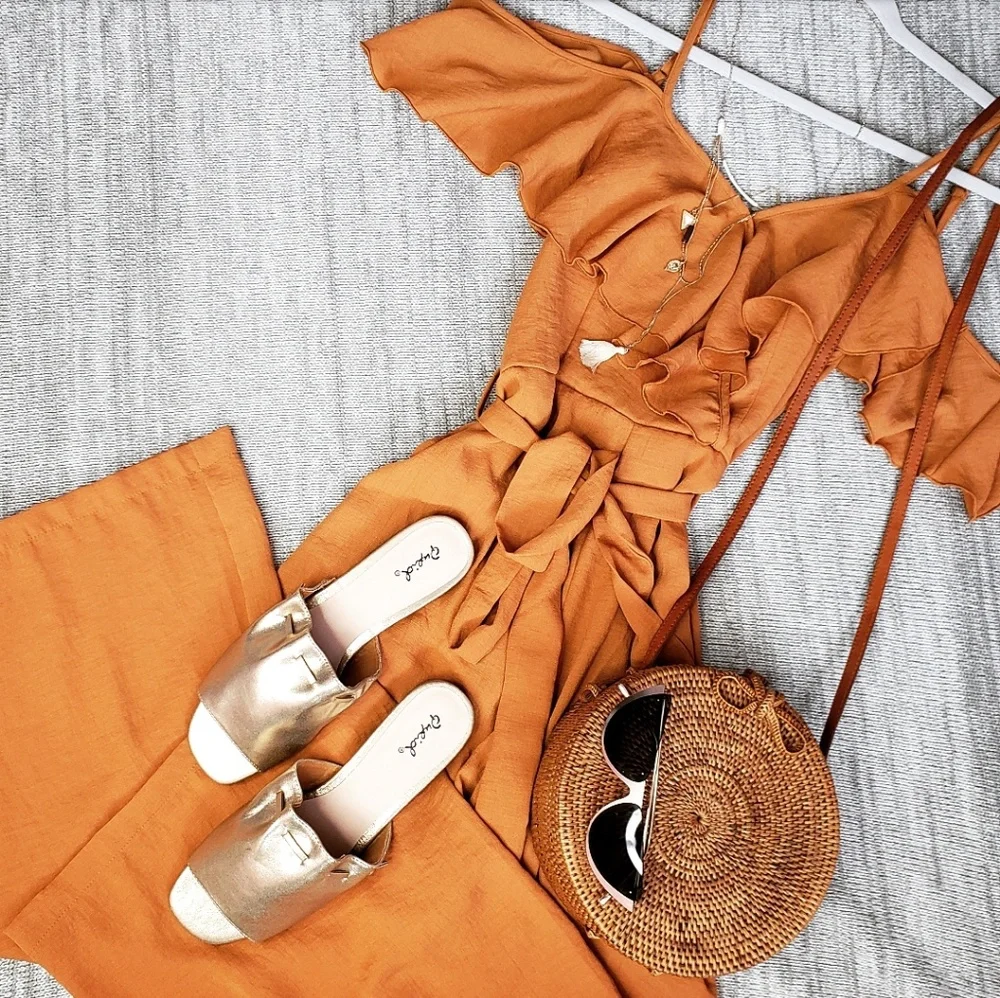The June// Rust ruffle Jumpsuit - Picture 7 of 7